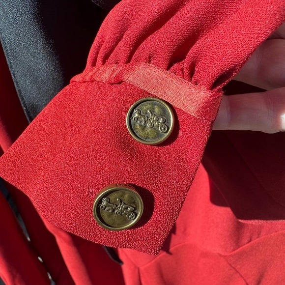 Coach 1941 Red Silk Bow Neck Long Sleeve Midi Dress Size 8 Vintage Style Runway - Picture 7 of 11